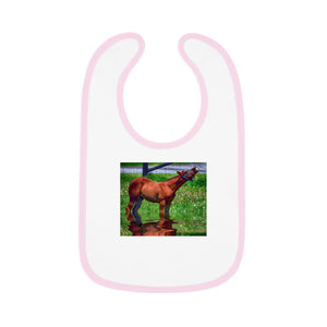 Baby Horse Contrast Trim Jersey Bib